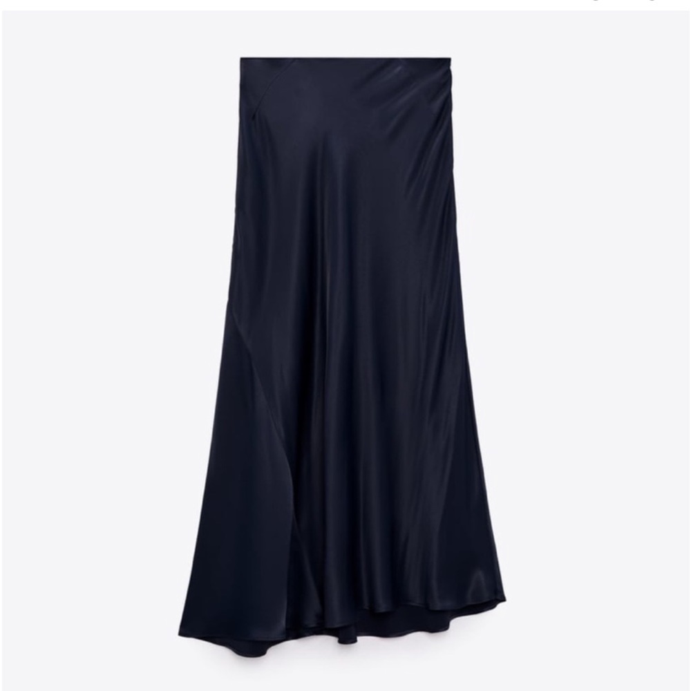 Zara Satin Navy Skirt